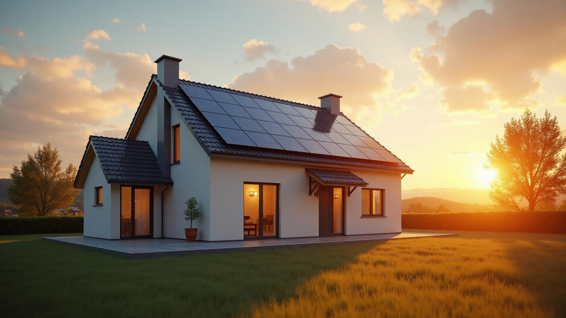 Casa com painéis solares